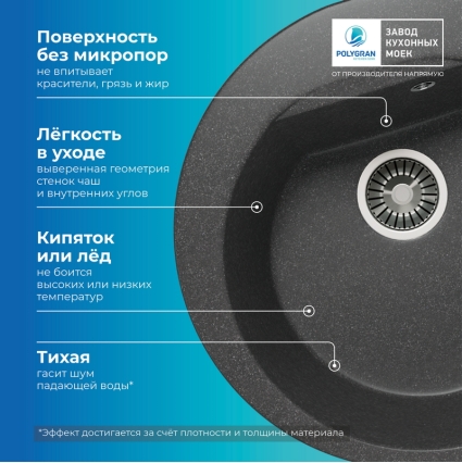 Мойка кухонная POLYGRAN ATOL 460 (черный №16)